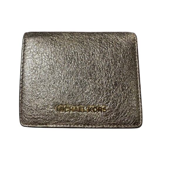 Michael Kors Metallic Gold Bifold Wallet - Picture 1 of 6